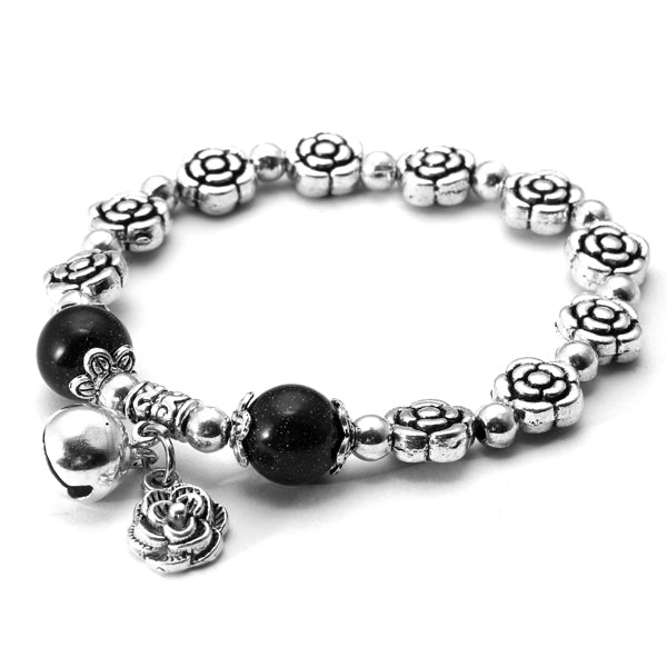 Silver Crystal Rose Simple Pendant Bead Bracelets For women