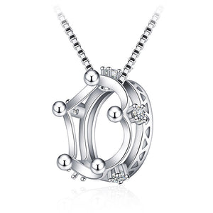 Trendy Silver Plated Necklace Dazzling Cubic Zirconia Crown