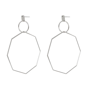 Earring Hollow Octagon Geometric Statement Hoop Ethinc