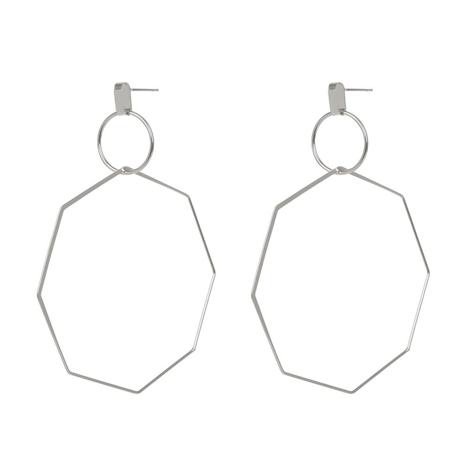 Earring Hollow Octagon Geometric Statement Hoop Ethinc