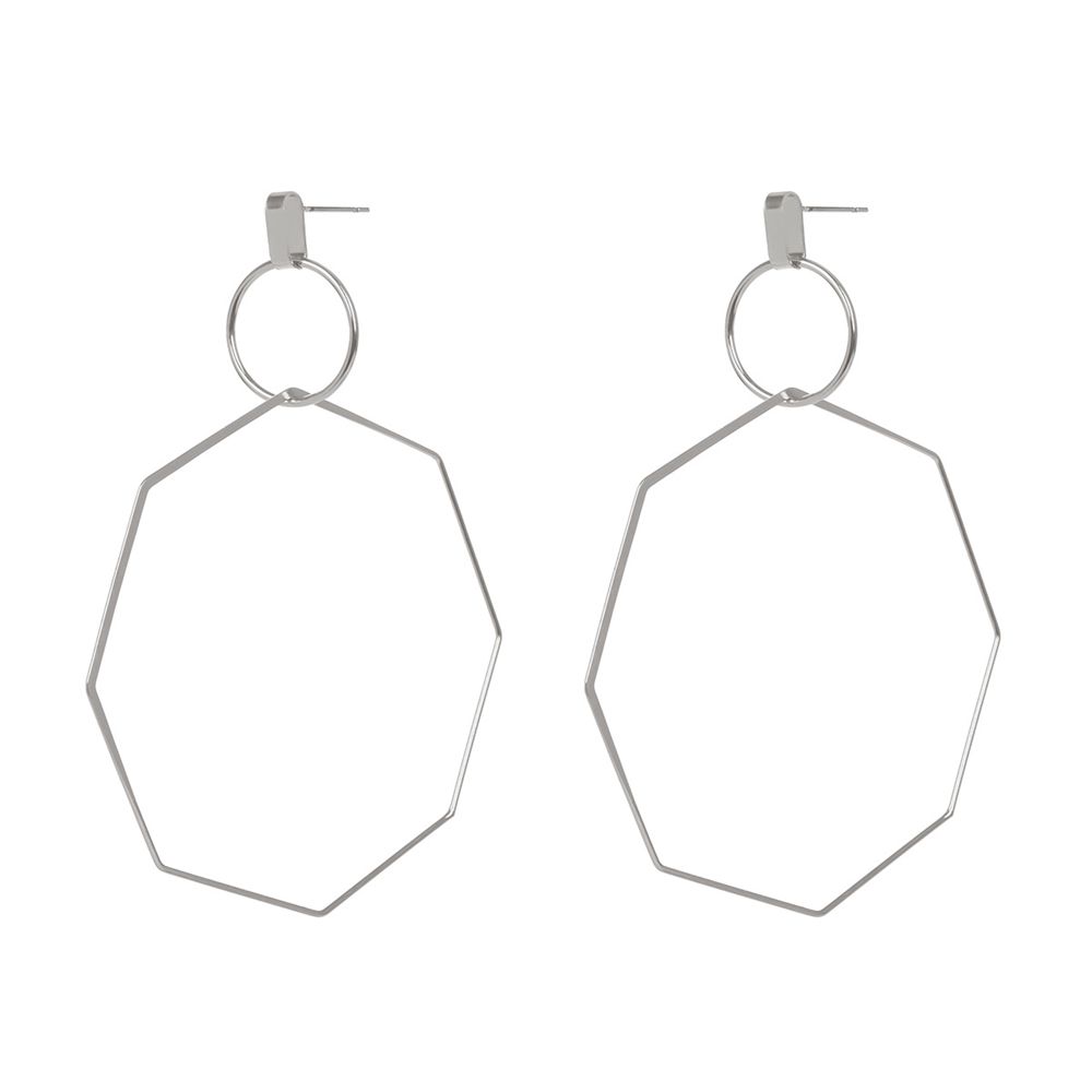 Earring Hollow Octagon Geometric Statement Hoop Ethinc