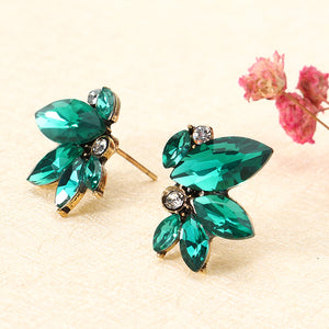 Elegant Crystal Wings Ear Stud Flower Rhinestones Earrings Gift for Her