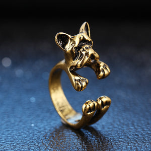 Cute Unisex Finger Rings Open Adjustable Dog Head Rings