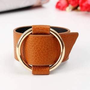 Trendy PU Leather Alloy Circle Bracelet For Women