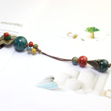 Ethnic Handmade Pendant Necklace Round Beads Flower Necklace