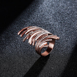 Streamline Irregular Rose Gold Gift Ring Elegant Engagement Ring Fine Jewelry for Women