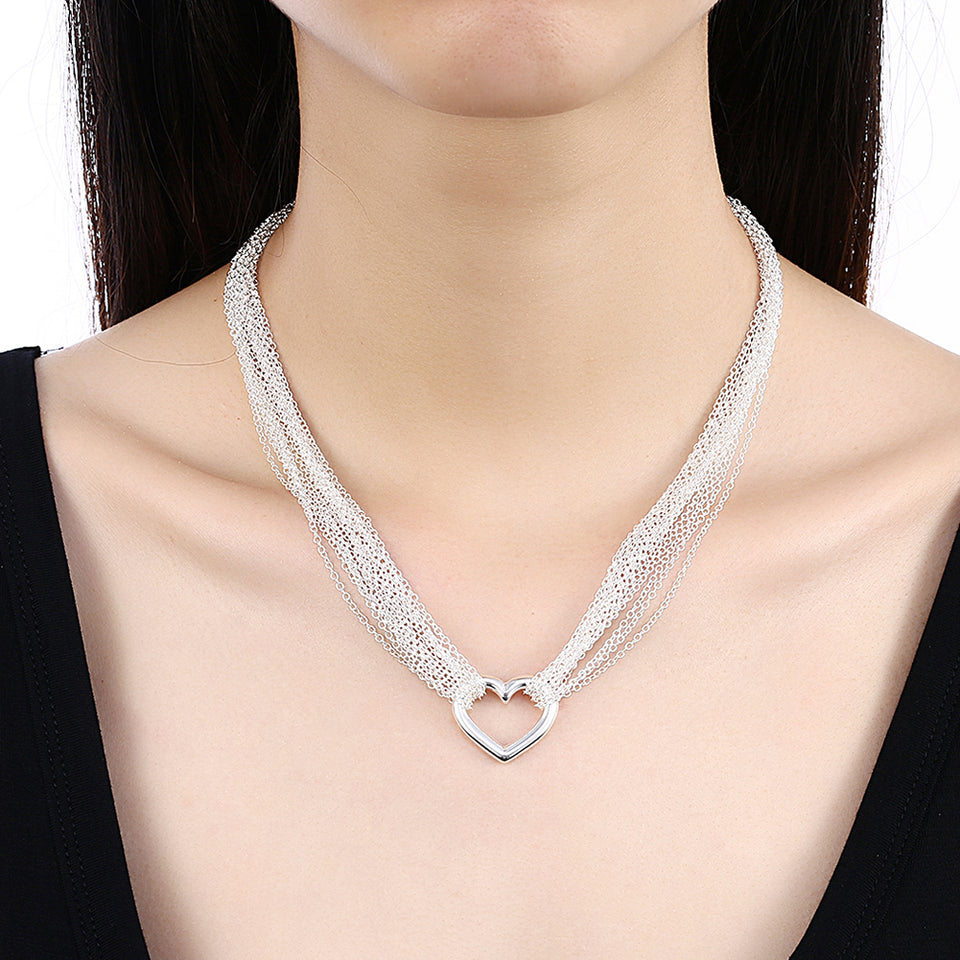 YUEYIN Multi-line Simple Heart Pendant Necklace For Women
