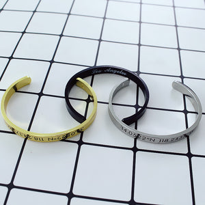 Unisex Engraved Degree of Longitude Latitude Bracelet