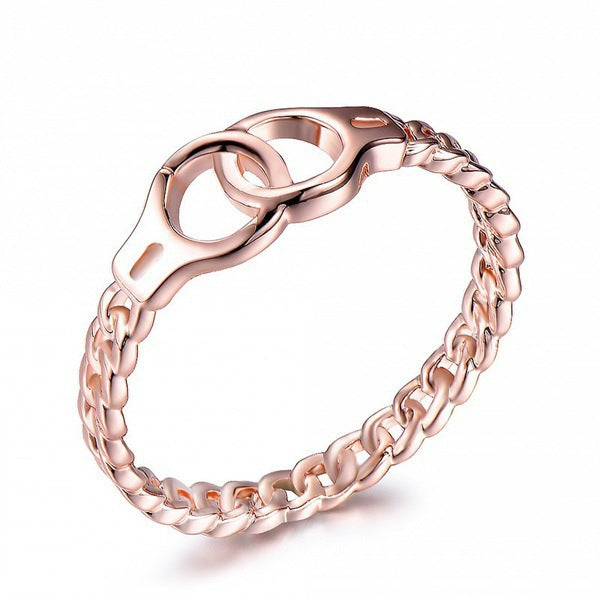 Creative Handcuffs Linkded Rose Gold Finger Rings Simple