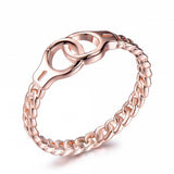 Creative Handcuffs Linkded Rose Gold Finger Rings Simple