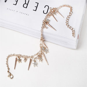 Fashion Sweet Gold Anklet Stars Tassels Two-layer Chain