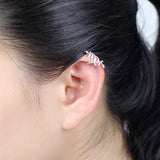 Fashion 925 Sterling Silver Wrap Leaf Cartilage Earrings