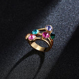 Trendy Multicolor Rhinestones Gold Plated Gift Party Women Ring