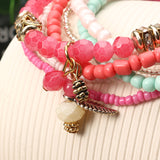 Bohemian Pine Cone Leaf Pendant Beads Multilayer Bracelet Jewelry for Women