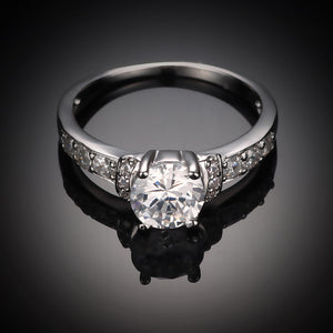 ROXI 18k White Gold Plated Platinum Wedding Hand-crafte Ring