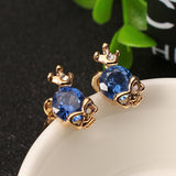 Punk Skull Crown Ear Stud Exquisite Zinc Alloy Rhinestones Earrings for Women