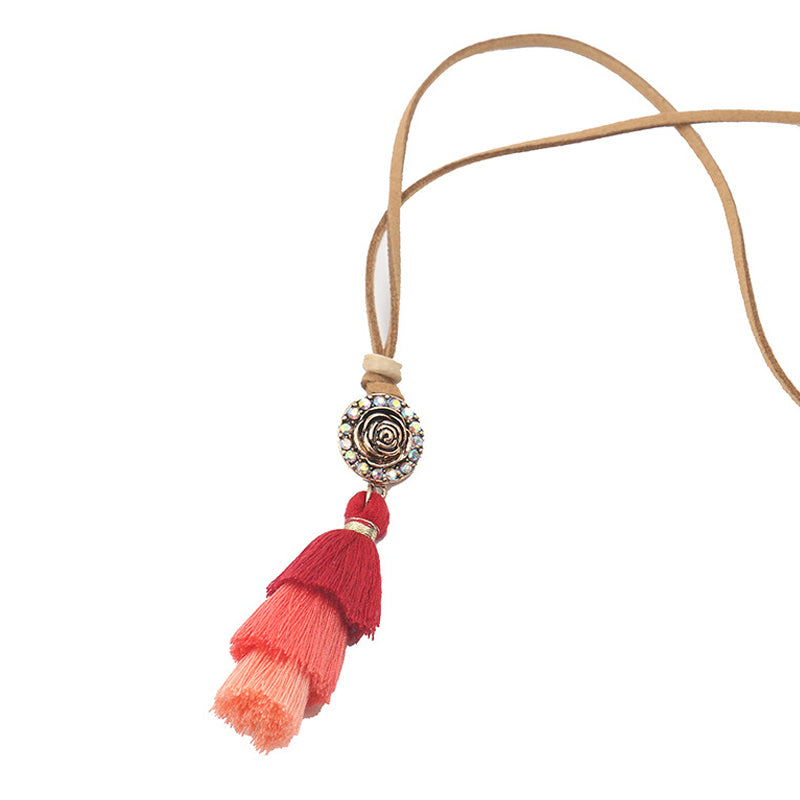 Gradient Colorful Tassels Pendant Ethnic Fashion Necklace for Women