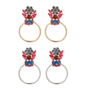 Elegant Colorful Rhinestone Piercing Drop Earrings