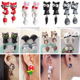 Cute Handmade Polymer Clay Cartoon Animal Earrings For Women