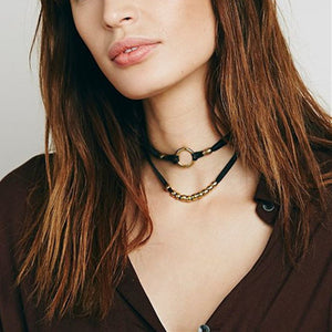 Trendy Multilayer Hollow Gold Round Necklace Casual Necklace