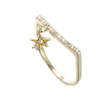 Unique Hollow Star Pendannt Zircon 18K Gold Irregular Rings