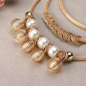 Bohemian Multilayer Gold Artificial Pearl Hollow Ball Unique Style Necklace Party Gift for Women 