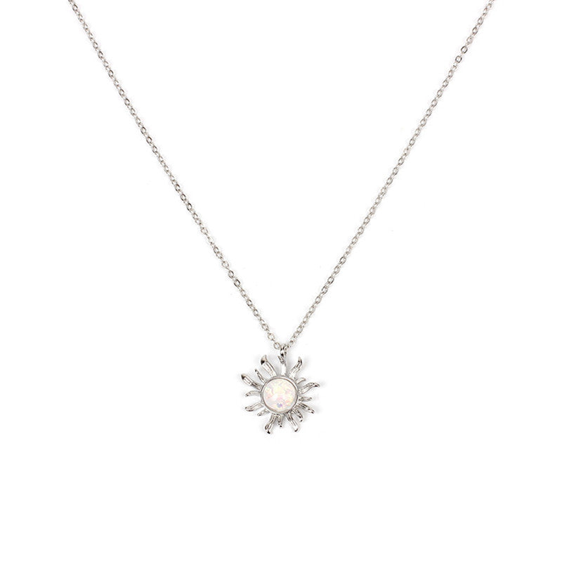 Fashion Silver Gold Sun Flower Pendant Necklace for Women
