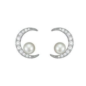 Star Moon Rhinestones Pearl Earring Jewelry for Women