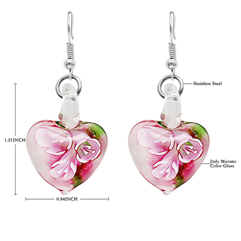 Flower Pattern Heart Dangle Earring for Women