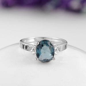 Sweet Environmental Copper Blue Zircon Gold Plating Ring