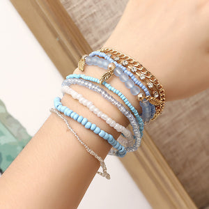 Bohemian Bracelet Leaves Chain Multilayer Beads Bracelets for Women