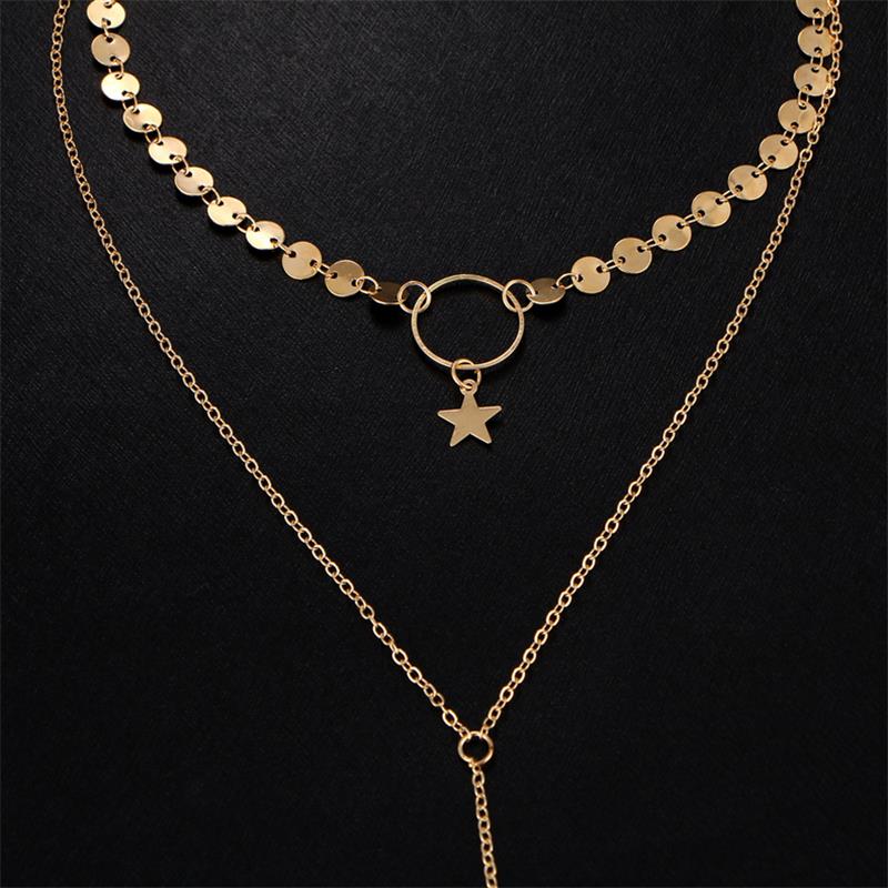 Bohemian Multilayer Necklace Star Bar Tassel Pendant Fashion