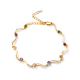 Fashion Anklets Gold Plated Colorful Zircon Wave S Anklet