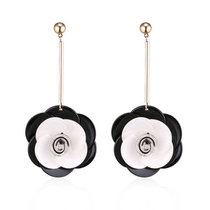 Women's Trendy 4 Colors Acrylic Flower Long Earrings Jewelry