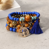 Vintage Hollow Tree of Life Elastic Beaded Bracelets