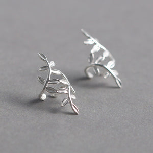 Fashion 925 Sterling Silver Wrap Leaf Cartilage Earrings