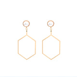 Polygonal Geometry Hollow Artificial Pearl Women Earrings