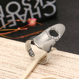 Fashion Adjustable Shiny Rhinestones Polished Hollow Heart Nail Ring Women Jewelry