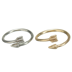 Punk Gold Silver Arrow Through A Heart Wrap Opening Rings Adjustable for Women