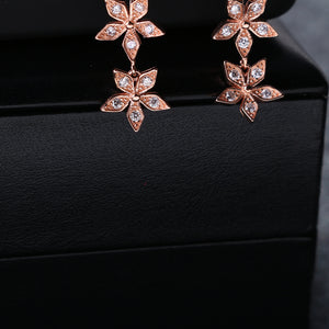 925 Sterling Silver Flower Earrings Dazzling Zirconia