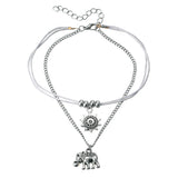 Vintage Multilayer Elephant Sun Charm Anklet Bohemian