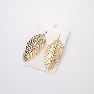 Trendy Ear Drop Leaves Silver Gold Earrings Statement