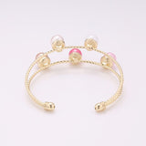 Trendy Balancing Style Double Layer Pearl Bracelet Simple Alloy Rainbow Pearl Bracelets for Women