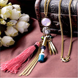 Fashion Tassel Zinc Alloy Rivet Long Necklace Sweater Chain