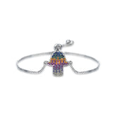 Trendy Hamsa Hand Multicolor Zircon Adjustable Bracelet