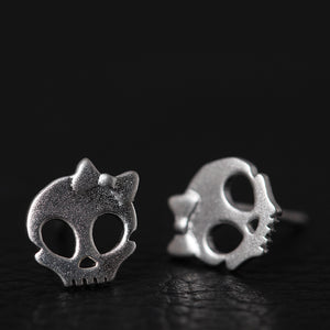 Punk Skull Skeleton Golden Bowknot Ear Stud for Women