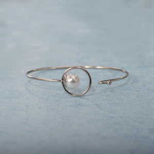 Classic Silver Gold Color Bracelet Pearl Charm Circle Cuff