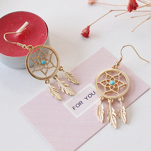 Trendy Feather Charm Earring Gold Leaf Hollow Women Earrings