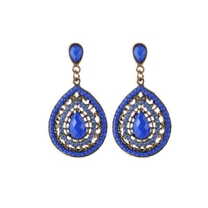 Bohemian Rhinestone Water Drop Pendant Ear Stud Piercing Earrings Clothing Accessories for Women