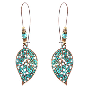 Vintage Bohemian Hollow Leaf Drop Earrings for Women